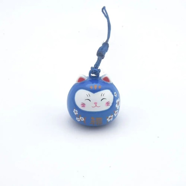 Kľúčenka 8 cm Japonská mačka šťastia Maneki Neko Medi dekorácia Talisman pre šťastie na kľúče Batoh Kabelku tmavo modrá
