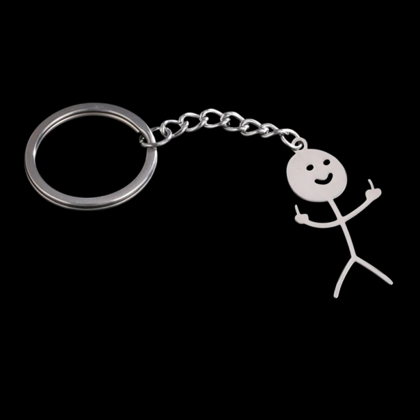 Kľúčenka Stickman 20 x 38 mm Nerezová oceľ Zábavný prívesok na kľúče Kovový doplnok na batoh a tašku 1