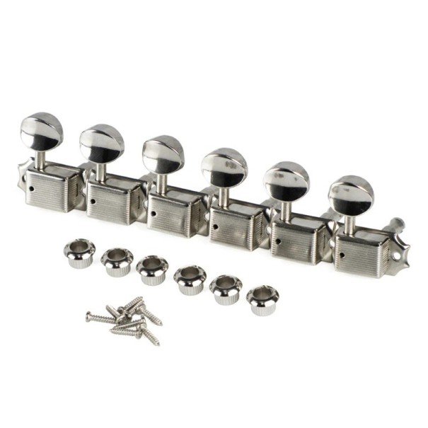 Klucze do gitary vintage 6R Konstrukcja z metalu platerowanego niklem i srebrem Średnica wału ze stopu cynku 6 mm Tuleja 8 mm 1