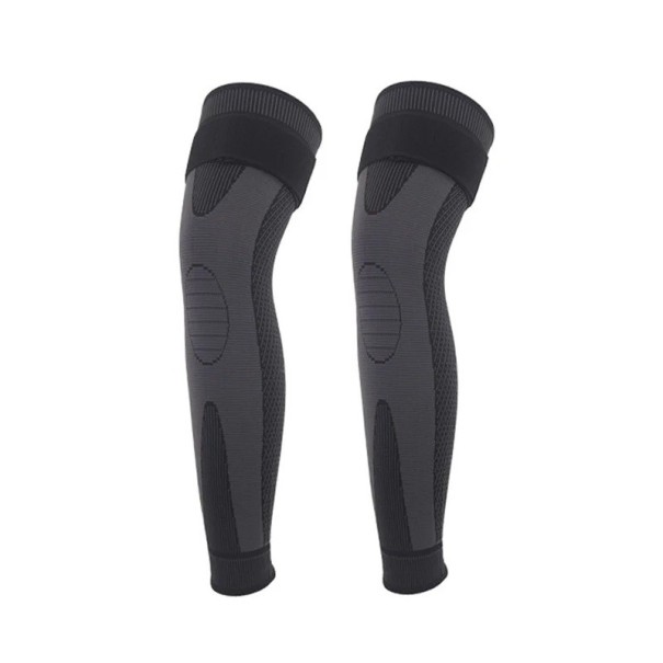 Kniebandage Set 2 Stück elastischer Kompressions langer Schoner für das ganze Bein rutschfest mit Verstärkung der Kniescheibe 3D-Strick für Laufen und Sport schwarz
