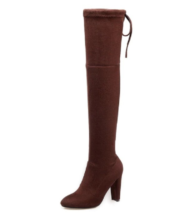 Kniehohe Damenstiefel mit Absatz J2818 braun 45