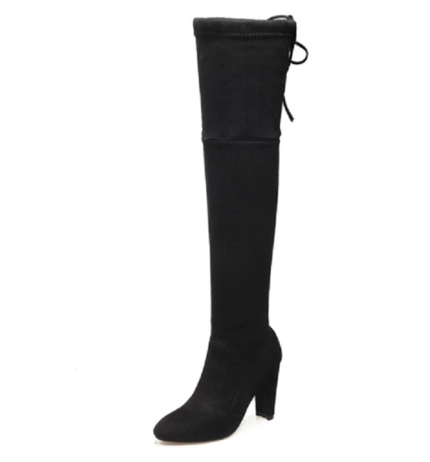Kniehohe Damenstiefel mit Absatz J2818 schwarz 41