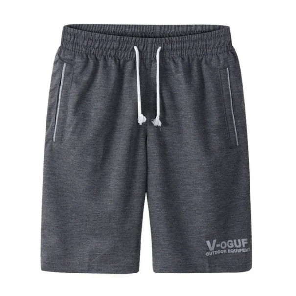 Knielange Shorts für Herren, Sommer, Sport, schnelltrocknend, atmungsaktiv, mit elastischer Taille und Taschen für den täglichen Gebrauch dunkelgrau M