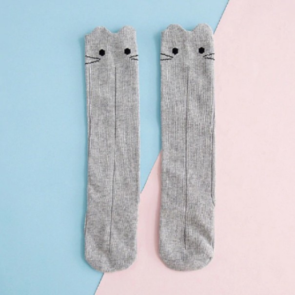 Kniestrümpfe für Mädchen – Kaninchen grau 0-1 Jahr