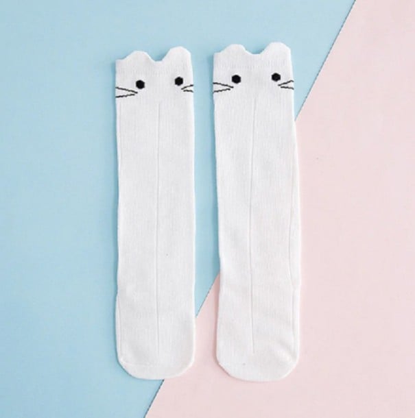 Kniestrümpfe für Mädchen – Kaninchen weiß 0-1 Jahr