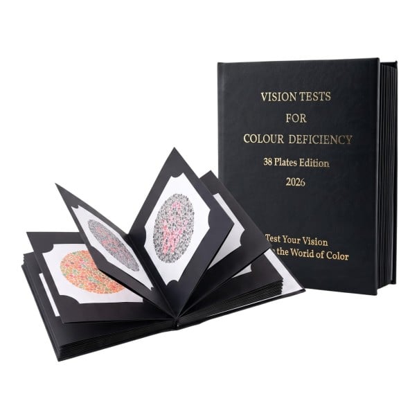 Kniha testů barvocitu 38 pseudoizochromatických tabulek 19 x 15,5 x 3,5 cm Pevná vazba Černá Pro domácí testování barvosleposti 1