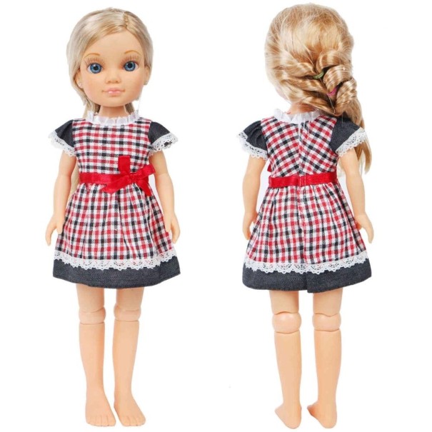 Kockované šaty pre bábiku A418 1