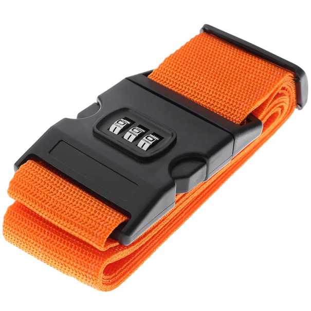 Kofferbeveiligingsriem 2 m x 5 cm met TSA-cijferslot oranje