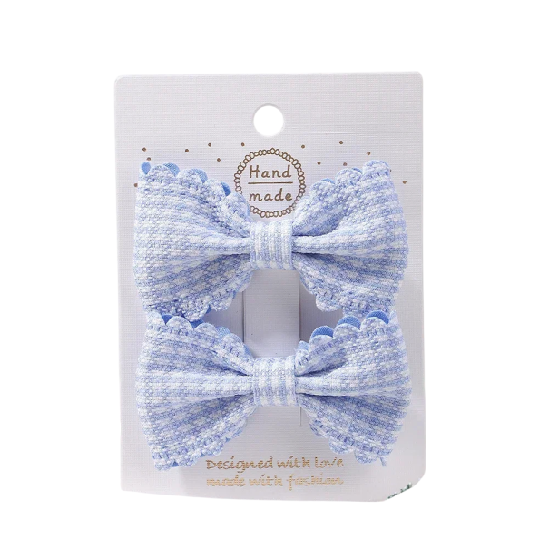 Kokarda do włosów w kratkę 2 szt. Spinki do włosów z kokardą 6,4 x 3,8 cm Eleganckie akcesorium Spinki do włosów z kokardą Stylowa fryzura Śliczne akcesoria do włosów niebieski