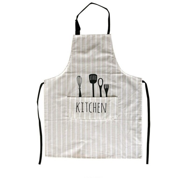 Køkkenforklæde med print KITCHEN J701 grå-hvid