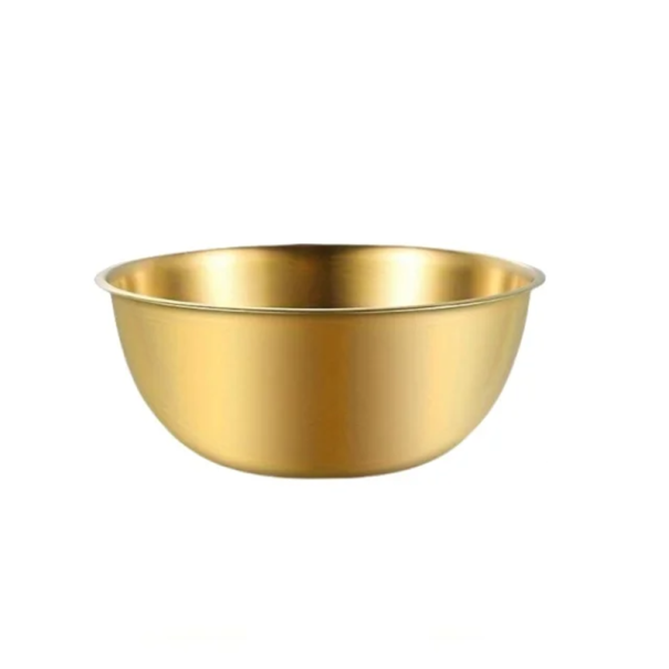Køkkenskål i rustfrit stål 19,3 x 8,2 cm Volumen 1200 ml Målestreger Køkkenskål i rustfrit stål Tilberedning af ingredienser Bagning og madlavning guld