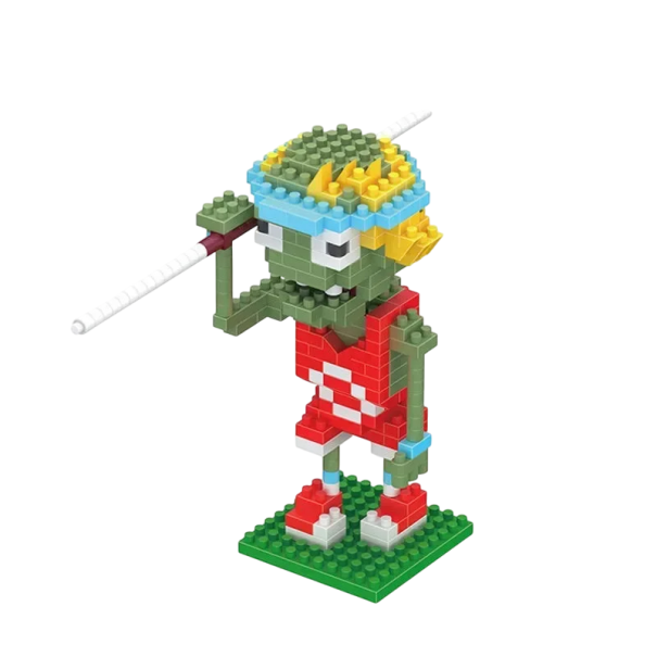 Kokoontaitettava zombiurheilijahahmo Plants vs. Zombies -pelistä, 310 osaa. Minirakennussarja, pelihahmo. Rakennussarja lapsille ja keräilijöille, 6 x 5 x 10 cm. 1