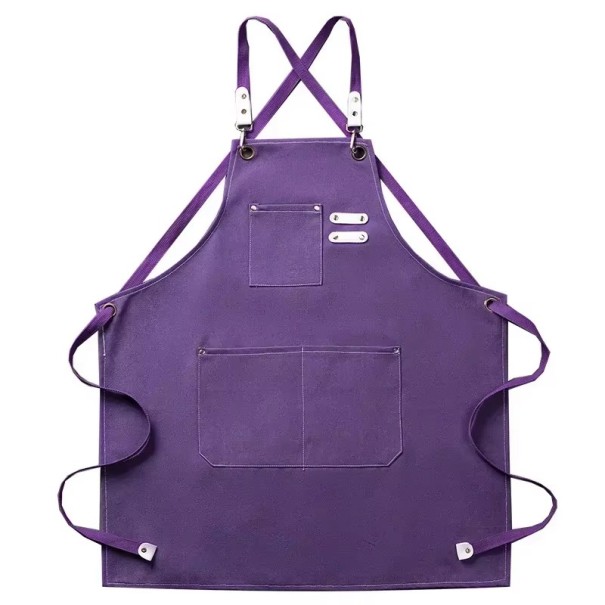 Köksförkläde i tyg 74x68 cm Unisex förkläde för matlagning, grillning, bar, restaurang, kafé, studio, arbetsuniform lila