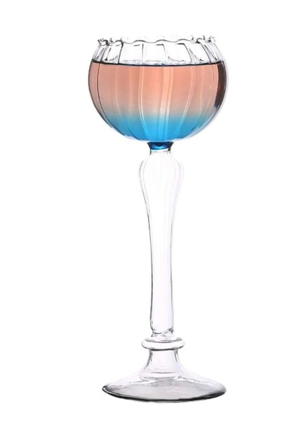 Koktélos pohár magas talppal dekoratív pohár magassága 22,7 cm átlátszó pohár 300 ml elegáns pohár koktélok tálalásához 1