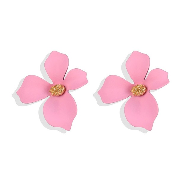 Kolczyki kwiatowe damskie G554 jasnoróżowy