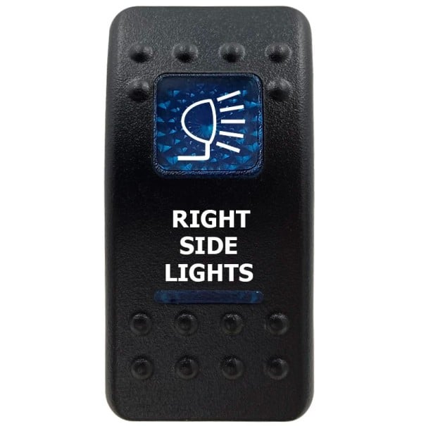 Kolébkovschakelaar RECHTER ZIJVERLICHTEN eenpolig waterdicht 12V met blauwe LED-verlichting, zwarte ON/OFF schakelaar voor zijverlichting van auto 1