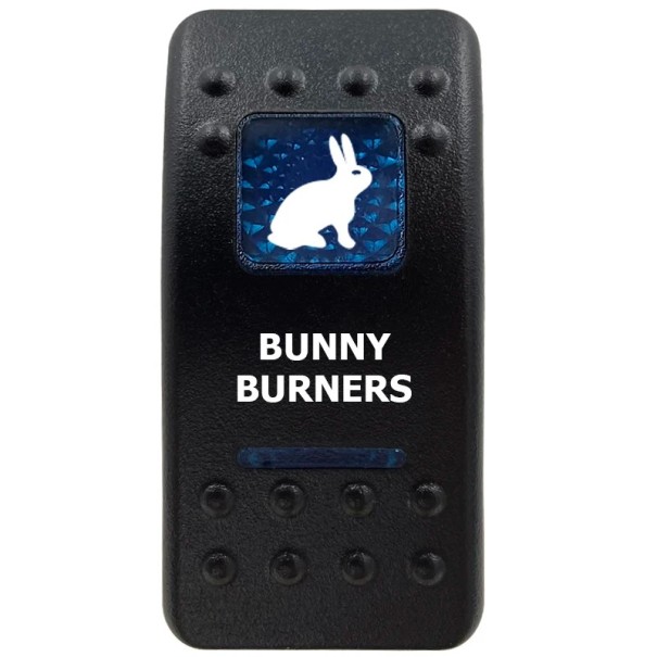 Kolébkový spínač BUNNY BURNERS jednopólový 12V voděodolný s modrým LED podsvícením černé tlačítko vypínač pro lodě a čluny 1