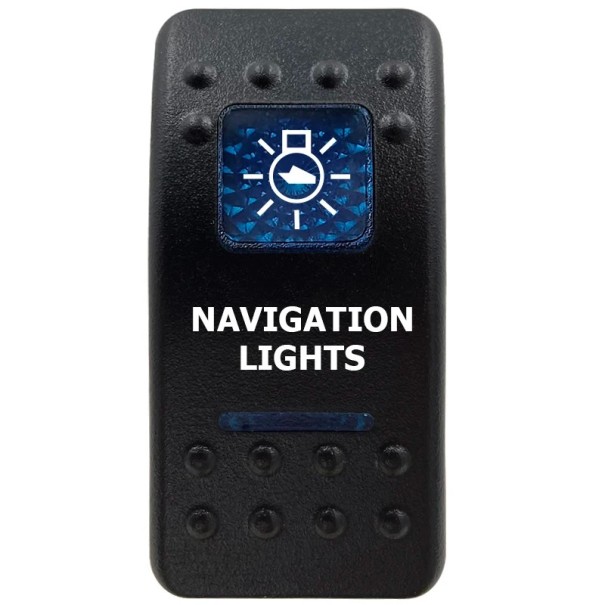 Kolébkový spínač jednopólový voděodolný 12 V Modré LED podsvícení NAVIGATION LIGHTS Černý přepínač Na loď i auto ovládání navigačních světel 1