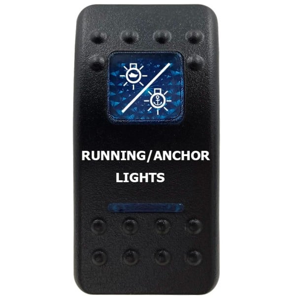 Kolébkový Spínač Jednopólový Vodotesný 12V Modré LED Podsvietenie Čierny Spínač RUNNING/ANCHOR LIGHTS pre Loď Auto a Off-road Vozidlá 1