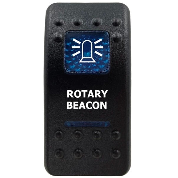 Kolébkový Spínač Jednopólový Vodotesný 12V Modré LED Podsvietenie Čierny Vypínač ROTARY BEACON pre Auto Loď SUV a Off-road Vozidlá 1