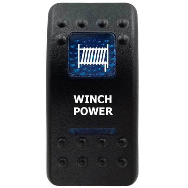 Kolébkový Spínač Jednopólový Vodotesný 12V Modré LED Podsvietenie Čierny Vypínač WINCH POWER pre Auto Loď SUV a Off-road Vozidlá 1
