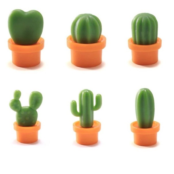 Køleskabsmagneter kaktus 6 stk. orange