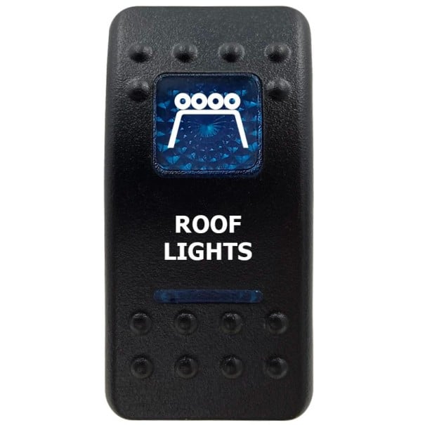 Kolíkový Spínač Jednopólový Vodotesný 12V Modré LED Podsvietenie Čierny Vypínač ROOF LIGHTS pre Auto Loď SUV a Off-road Vozidlá 1
