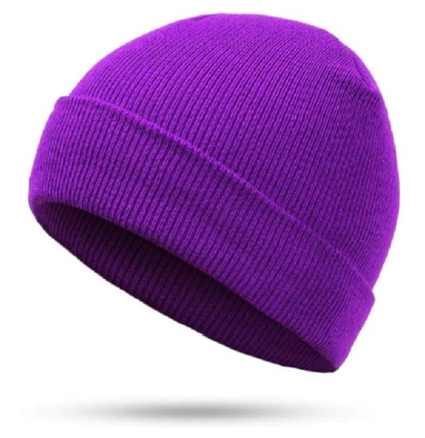 Kolorowa czapka unisex J3249 ciemny fiolet