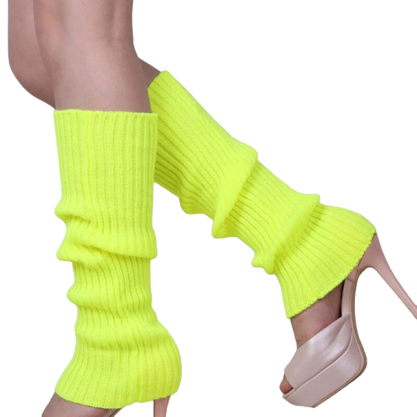 Kolorowe ocieplacze na nogi neonowożółty