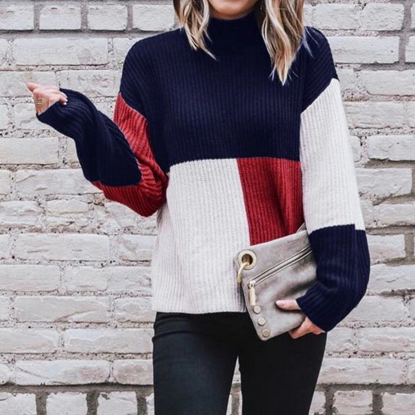Kolorowy sweter damski A2271 ciemnoniebieski M