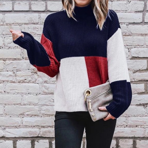 Kolorowy sweter damski A2271 ciemnoniebieski S
