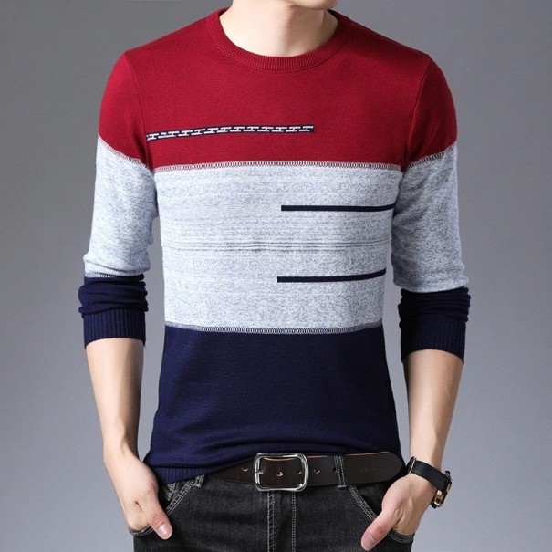 Kolorowy sweter męski F193 czerwony M