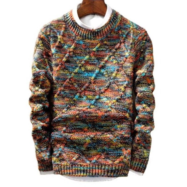 Kolorowy sweter męski F203 wielokolorowy S