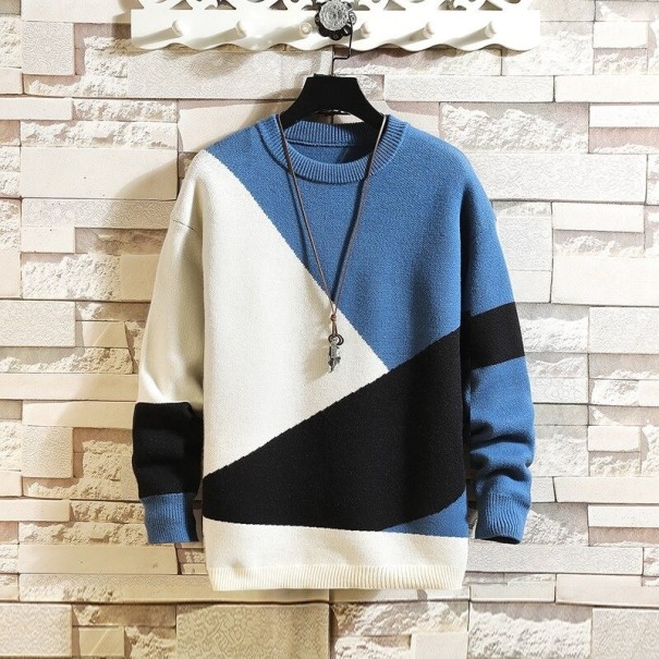 Kolorowy sweter męski F243 niebieski XS