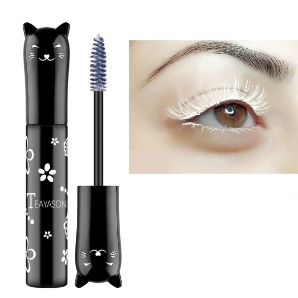 Kolorowy wodoodporny tusz do rzęs w kształcie kota Tusz do rzęs Cat Lash Extension Bold Color Mascara biały