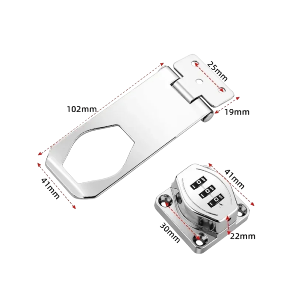 Kombinační bezpečnostní zámek s 3místným kódem 102 × 41 mm mechanický bez klíče pro dveře skříňky boxy a úložné prostory stříbrná