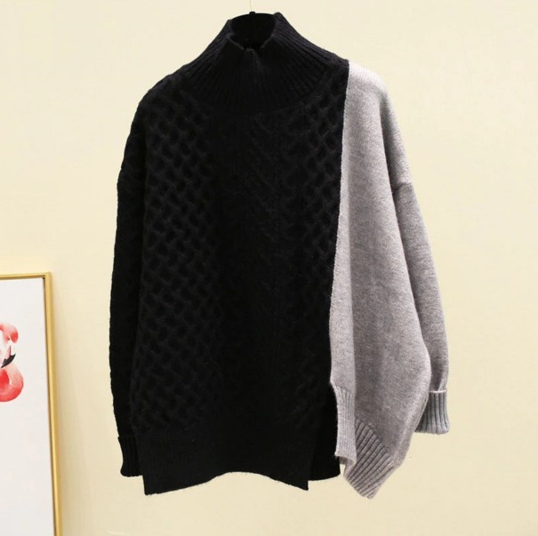 Kombinerad stickad turtleneck för kvinnor svart