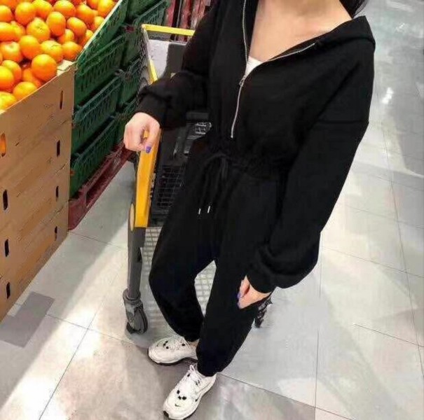 Kombinezon damski z kapturem czarny L