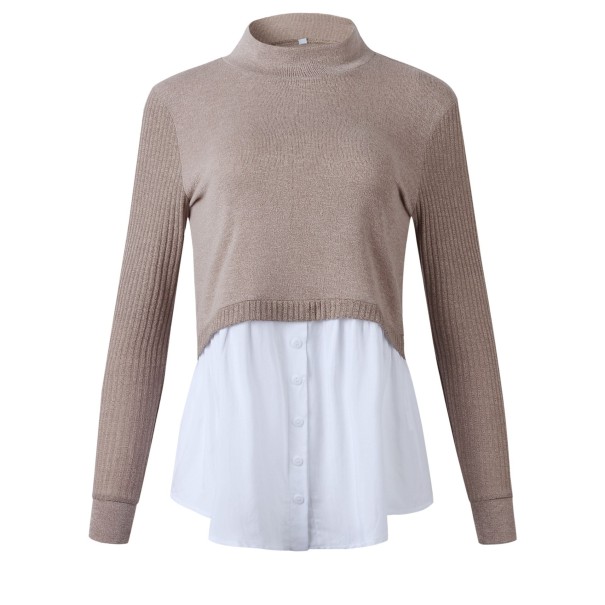 Kombinierter Damenpullover braun S