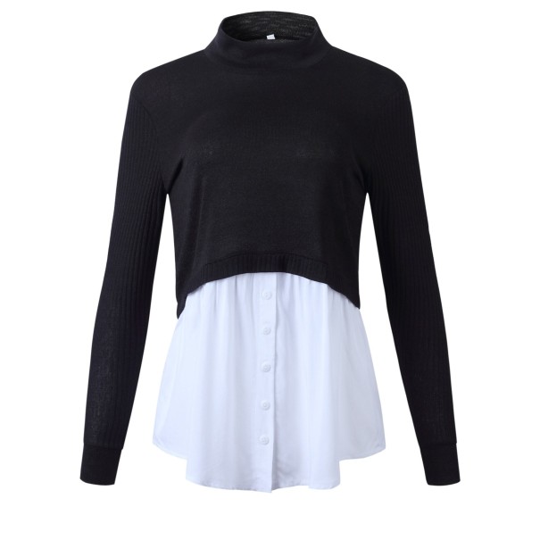 Kombinierter Damenpullover schwarz S