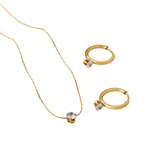 Komfortset Halskette Ohrringe aus Edelstahl Elegante leichte Damenschmuck Hypoallergen für Frauen und Mädchen 1