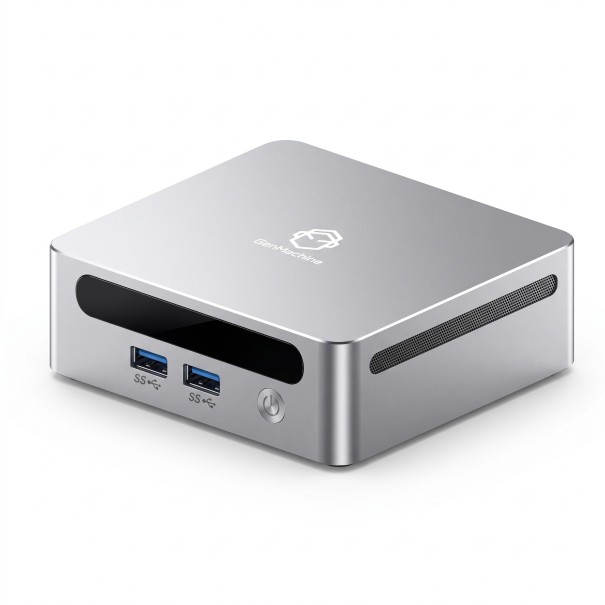 Kompakt gaming PC GenMachine AMD Ryzen 5 6600H ES 16 GB RAM 1 TB SSD 6 kerner 3,3 til 4,5 GHz Sølv Mini computer til spil og multimedia 1
