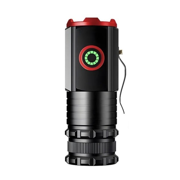Kompaktní LED svítilna 8 cm USB-C dobíjecí magnetická s klipem a indikací baterie pro EDC a outdoor červená