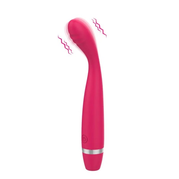 Kompaktní vibrátor se zahnutou hlavou, 7 vibračních režimů, měkký a ohebný, USB nabíjení, pro cílenou stimulaci, Diskrétní balení tmavě růžová