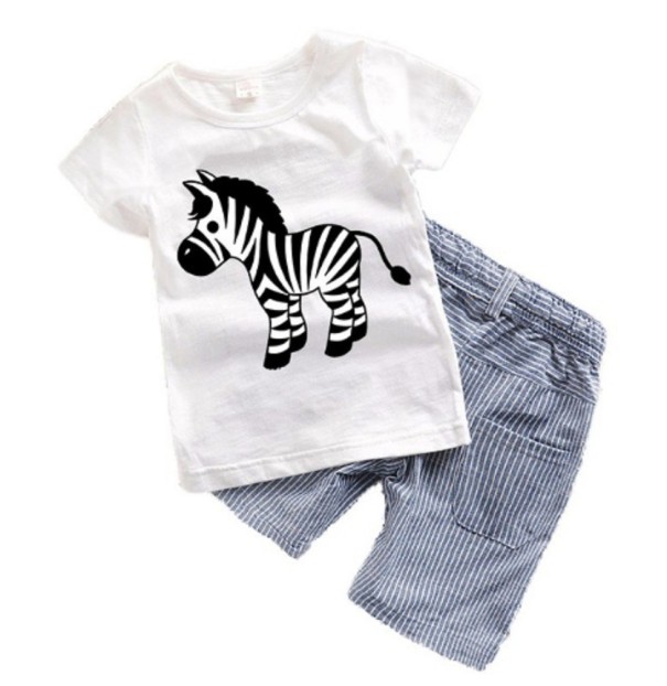 Komplet chłopięcy - koszulka z zebrą i szortami 2