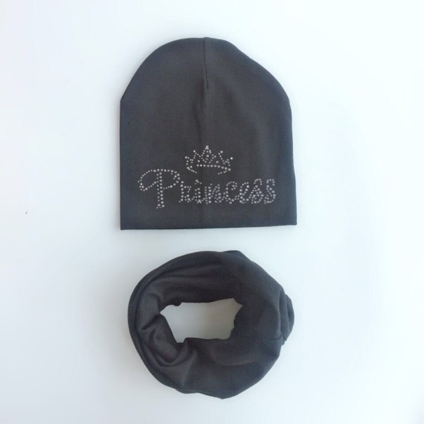 Komplet czapki i krawata Princess czarny 1-4 lata