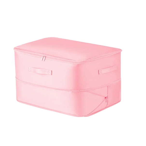 Kompresní cestovní úložná taška do kufru 52×42×30 cm polyester organizér na oblečení a doplňky pro přehledné balení zavazadel růžová