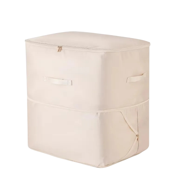 Kompresní cestovní úložná taška do kufru 52×42×60 cm polyester organizér na oblečení a doplňky pro přehledné balení zavazadel béžova