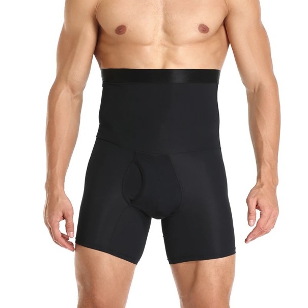 Kompressions-Boxershorts für Herren mit hoher Taille, Schlankheitsunterwäsche für Männer, Bauch- und Taillenkontrolle, nahtlose Shapewear für eine schlanke Silhouette schwarz S