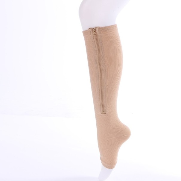 Kompressions-Kniestrümpfe für Damen mit Reißverschluss beige XL